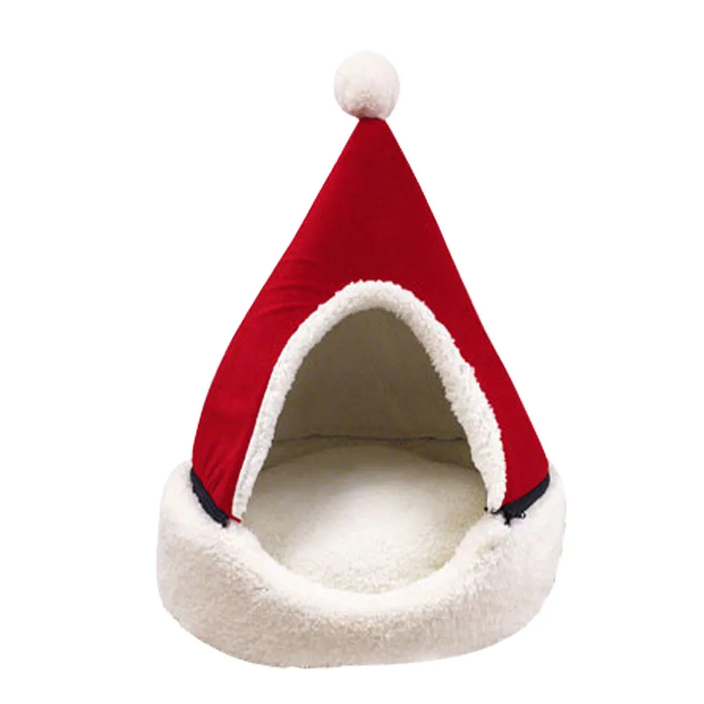 Рождественская кровать для питомца, собаки, кошки, зима, милый теплый мягкий полузакрытый домик для собаки, домик для питомца, кошки, домик-подстилка, товары для домашних животных, Cama Para Cachorro - Color: Red