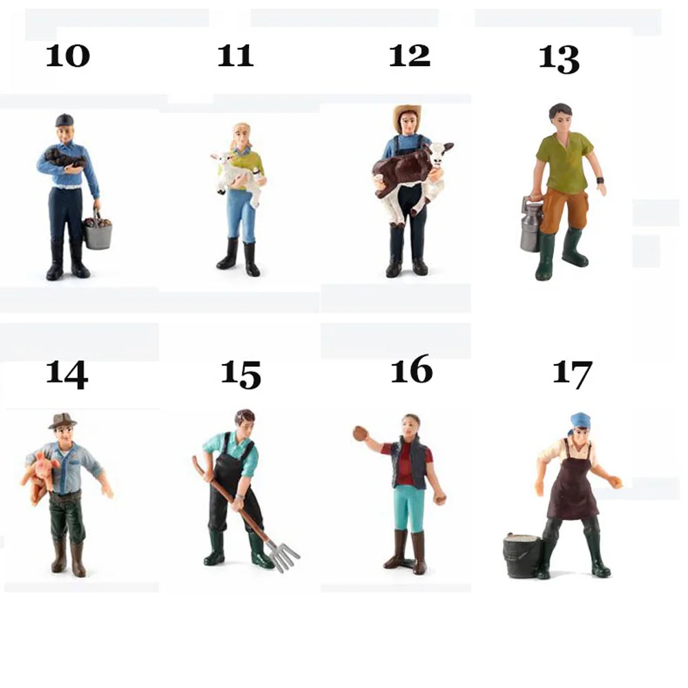New 1:25 Scale Farm Human Figure Worker Farmer Action Figure PVC People Model Figurine Decor Accessories Toys for Children Gift