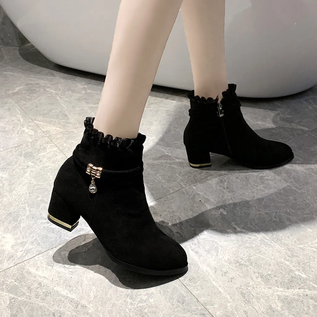 Short Boot Ankle Women's Winter Lace 2021 Lady Fashion Plus - AliExpress