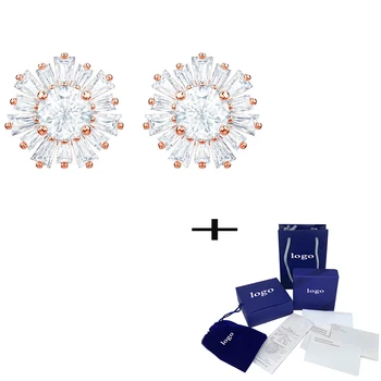 

SWA Fashion New SUNSHINE Pierced Earrings Rose Gold Elegant Simple Ladies Jewelry Send Girlfriend Romantic Gift Unique Retro