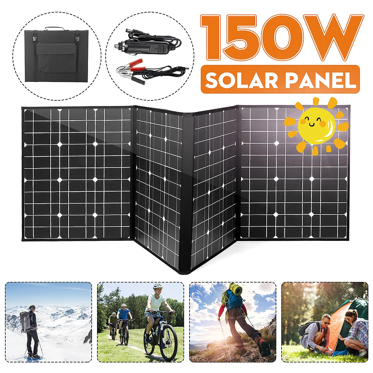 NB4-150 18V 120W Monocrystallinel Панели солнечные складной посылка с 1,5 м MC4 кабели+ USB Интерфейс набор для наружных работ