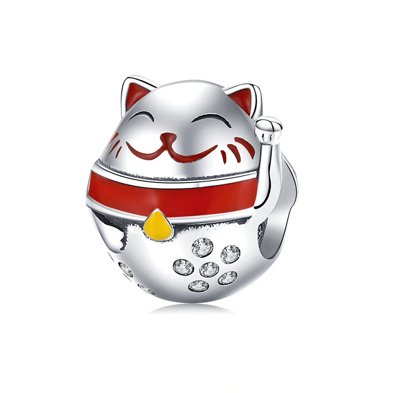 Кот серебряные бусины 925 пробы спящий LazyCat Moon Story Pussy Животное Бусины Подходят талисманы Серебро 925 браслет хорошее ювелирное изделие - Цвет: ECC456