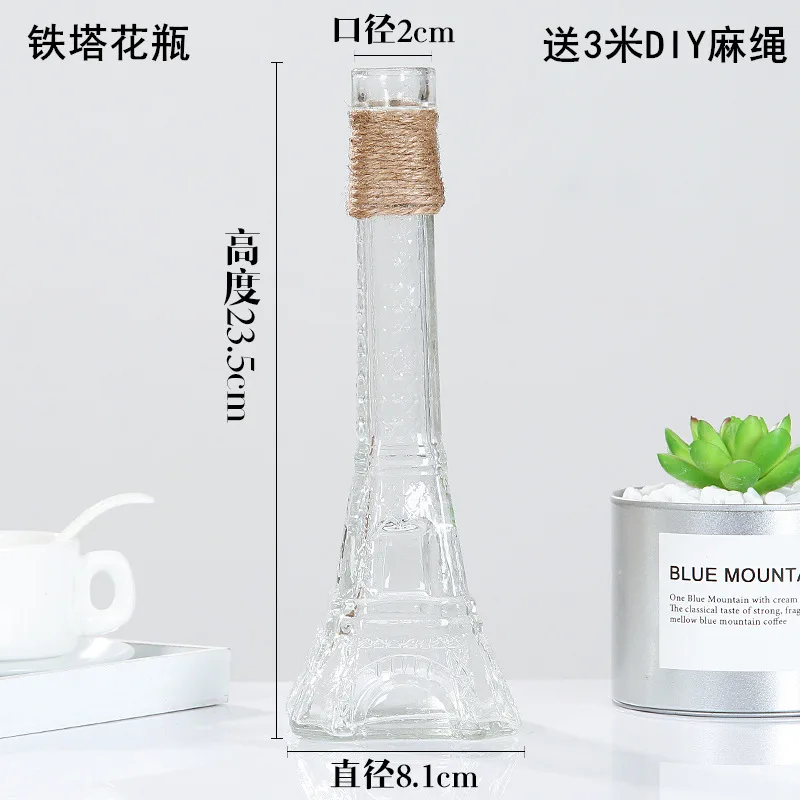 Creative Nordic Glass Vases Living Room Table Decoration Transparent Water Hydroponics Flower Rope Dry Flower Vase Diy Bottle - Цвет: G  23.5CM height