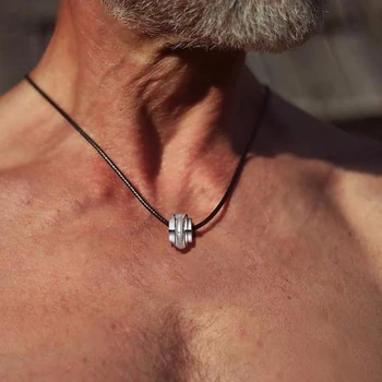 

MANTRA LUCKY BEADS STAINLESS STEEL PENDANT NECKLACE FOR MEN JEWELRY