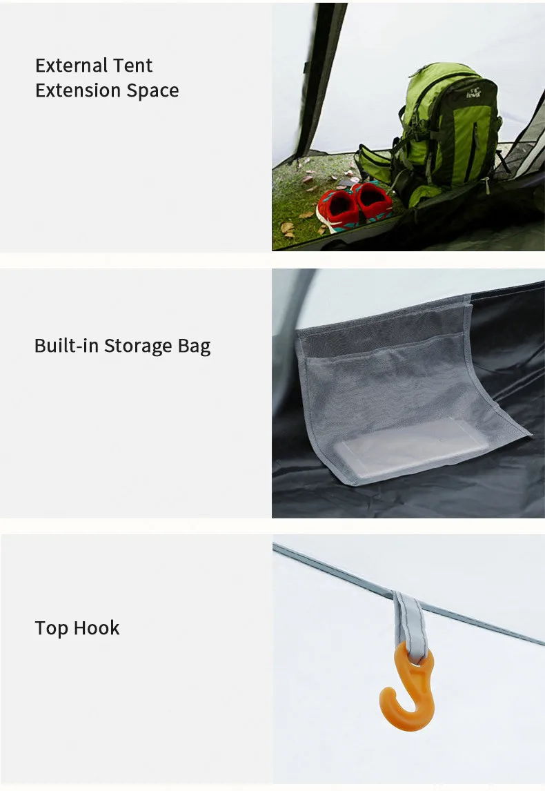 Hewolf Outdoor Winter Camping Tent 2 Persons Double Layer Waterproof Aluminum Alloy Tent Pole Breathable Double Doors Tent