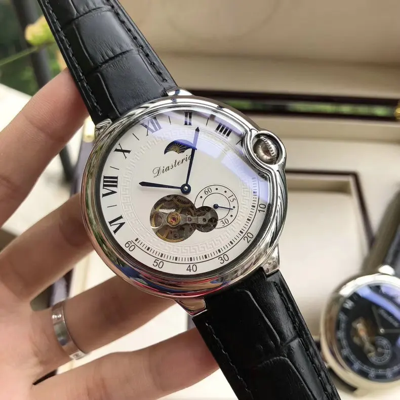 Супер роскошные мужские Tourbillon, полые механические часы, модные повседневные часы с водным призрачным подъемным циферблатом, Мужские автоматические наручные часы - Цвет: A1 White Black