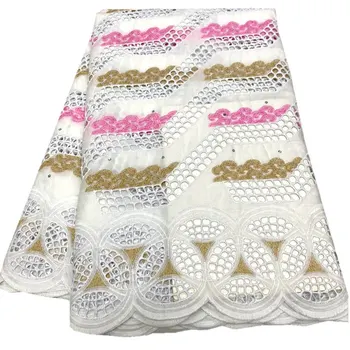 

High Quality white gold pink African Dry Lace Fabric Nigerian Cotton Lace Swiss Voile Lace In Switzerland For Party Dress