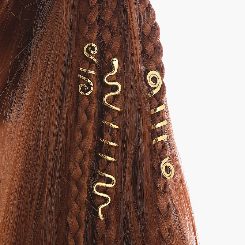 Viking Spiral Charms Beads for Hair Braids for Beard Hair Beads Jewelry Vintage Hiphop Women Girl Hairpin Clips Accessories