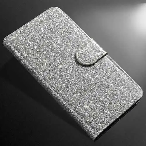 Silver Роскошный модный, с украшениями в виде бриллиантов, блестящий чехол для Xiaomi Redmi 6 7 4 K20 pro Go 8A, роскошный чехол-книжка из искусственной кожи - Цвет: Silver