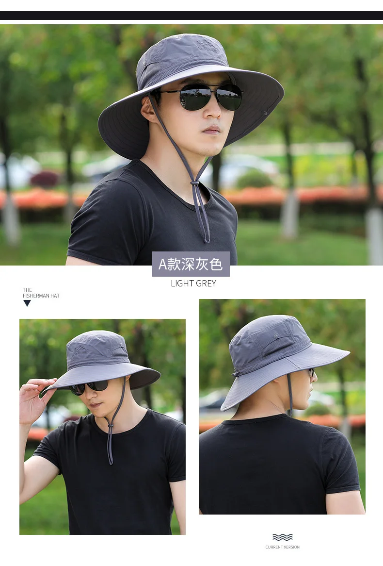 Быстросохнущие рыбацкие шляпы, летние, УФ, водонепроницаемые, круглые ...