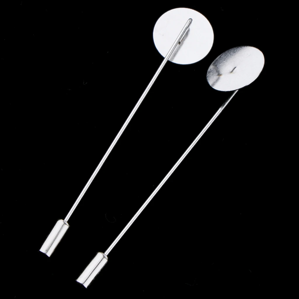 20 Pieces Blank Tray Glue On Pad Lapel Stick Pin DIY Clutch Boutonniere Pins