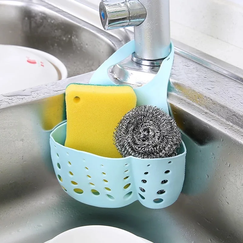 

Kitchen Sink Sponge Hanging Pvc Shelving Rack Drain Faucet Storage Pail Shelves 7 Colors snap-on