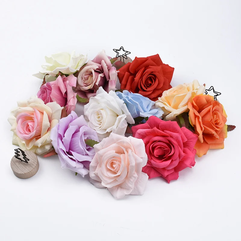 

5/10 pcs Rolled roses head wedding arch decorative flowers wall scrapbooking christmas decorations for home artificial flowers