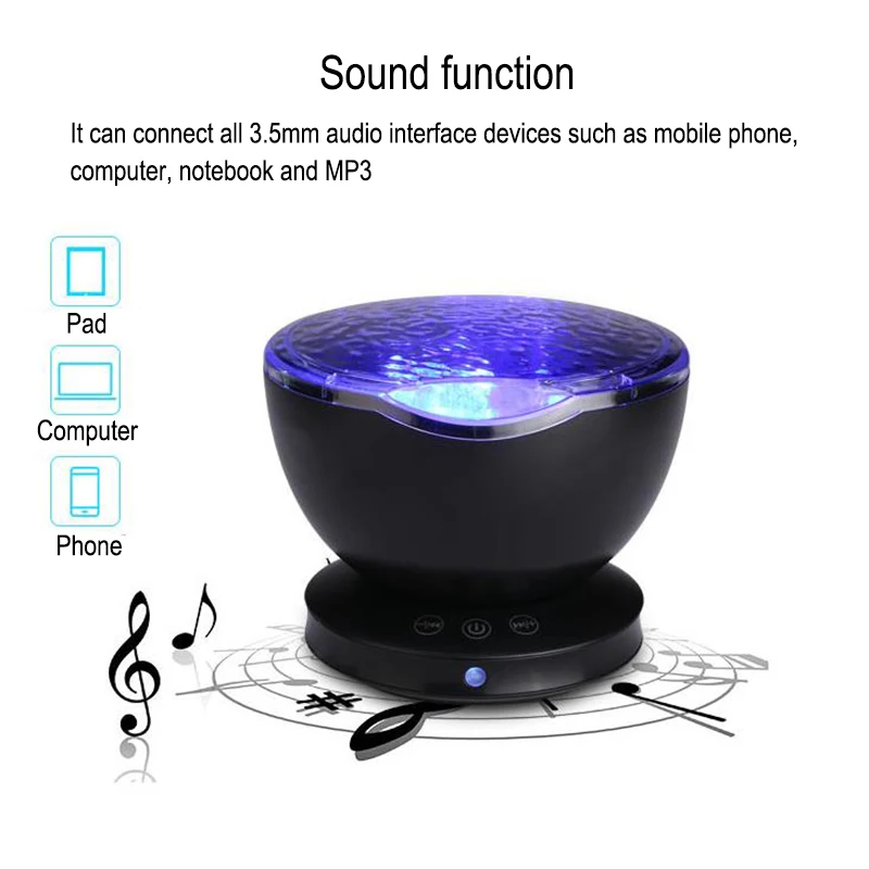 

7Colors LED Night Light Starry Sky Remote Control Ocean Wave Projector With Mini Music Novelty Baby Lamp Night Lamp For Kids