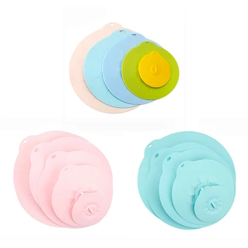 

5Pcs Reusable Food Packaging Cover Silicon Food Fresh-Keep Sealing Cap Vacuum Stretch Silicone Lids Kitchen Silicone Cover/0
