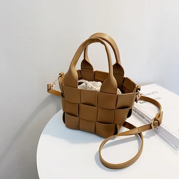 

New Summer Weave Tote Bags For Women 2020 High Quality PU Leather Shoulder Bag Fashion Separable Crossbody Bag Female Handbags