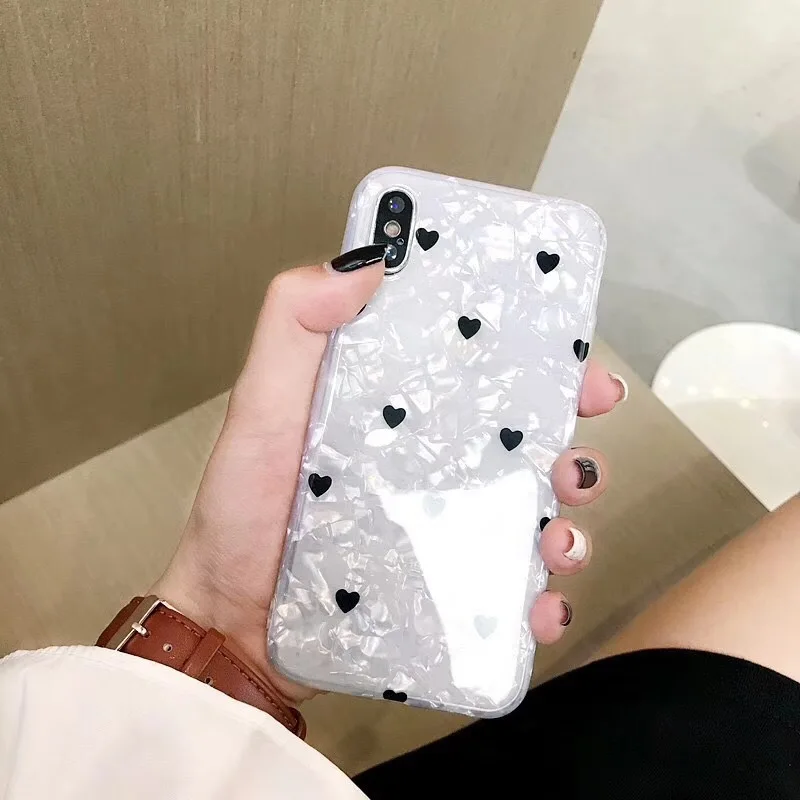 Creative Heart Polka Dot Shell Pattern Applicable iphonexs MAX Phone Case iPhone 8 /7plus Soft Cover Women's I6