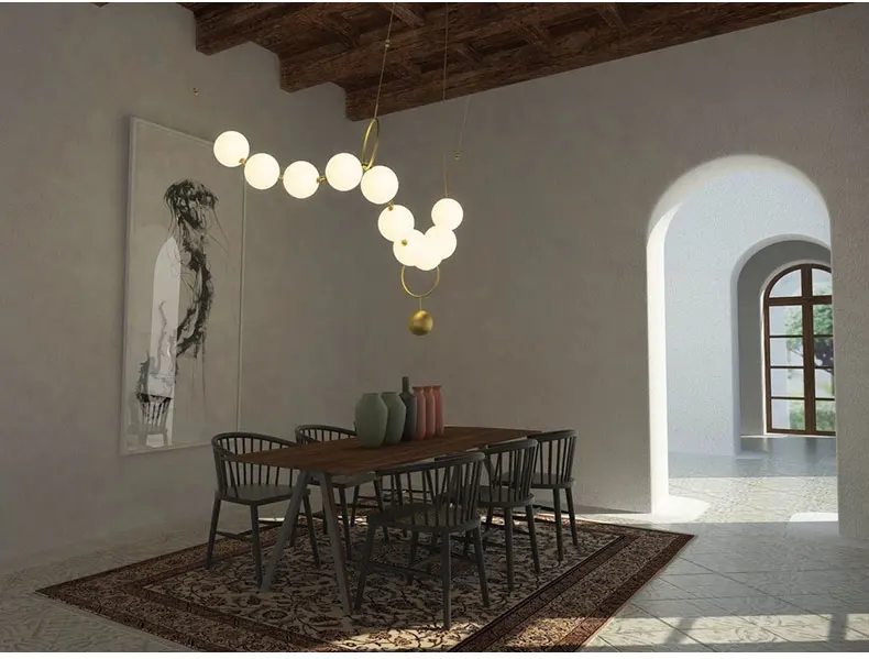 Современный минималистский десять голов белый шар стеклянная люстра художественный дизайн DIY Стиль для ресторана гостиной украшение светодиодный светильник