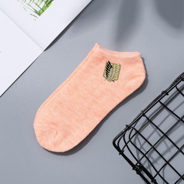 Attack On Titan Cotton Ship Socks Cartoon Pattern Breathable Short Antiskid Casual Summer Sock Men Women Sport Accessories