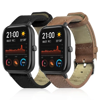 

20mm Retro Genuine Leather Strap For Xiaomi Amazfit Bip Gts Watch Band For Huami Amazfit Gtr 42mm Sport Watchband Strap