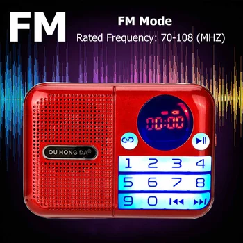 

Portable FM Radio 70-108MHZ Power off Memory Digital Display TF Card USB Music Player Speaker