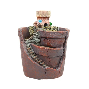 

Mini House Figurines Resin Flower Pot For Herb Cacti Succulent Plants Planter Home Garden Micro- Landscape Decor Crafts