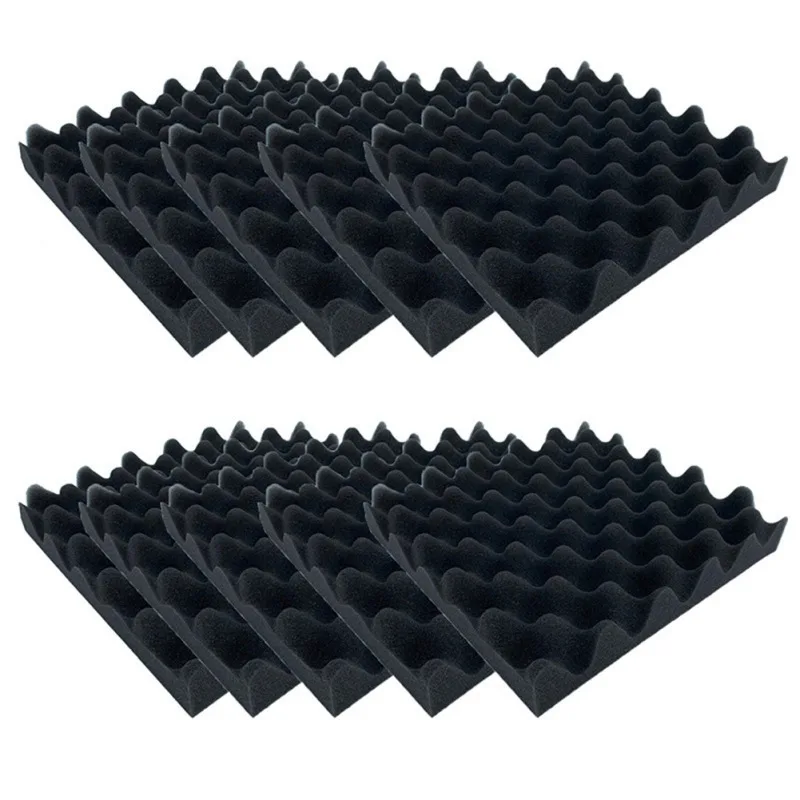 

10pcs Soundproofing Foam Egg Crate Studio Acoustic Foam Soundproofing Treatment Egg Profile Tile Wedge Sponge