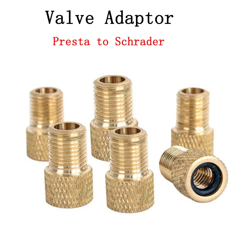 Presta para Schrader Valve Adapter, Copper Valve Adaptor, Gás Nozzle Tube Tool, Bicicleta Acessórios, 4pcs