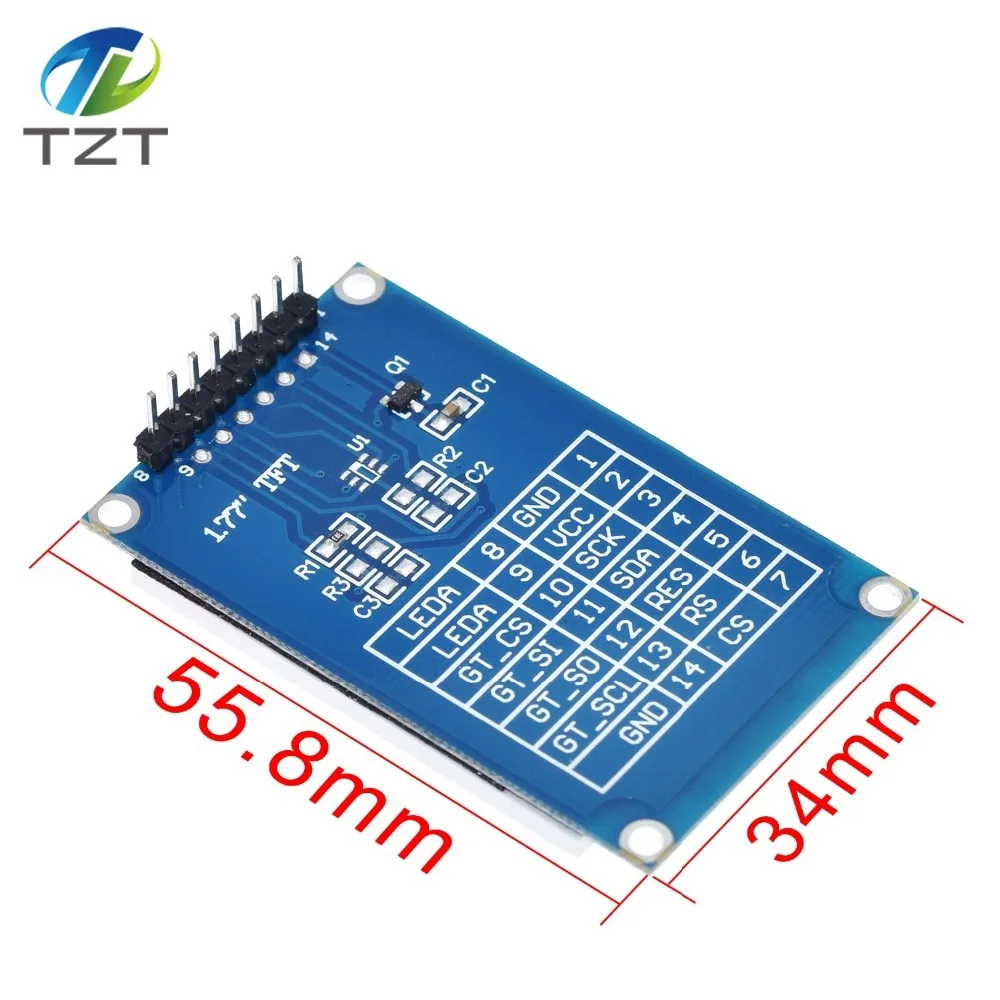 1,77 дюймовый TFT lcd экран 128*160 1,77 TFTSPI TFT цветной экран модуль последовательного порта