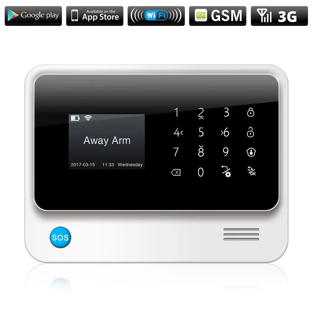  3G 4G G90B Plus Wireless WiFi GSM GPRS SMS Home Security Alarm System LCD ISO Android App Control O