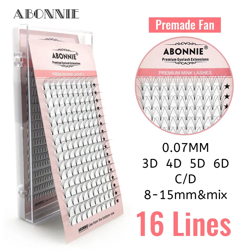 Abonnie 16 линий готовые российские объемные вентиляторы 3d/4d/5d/6d ресницы для