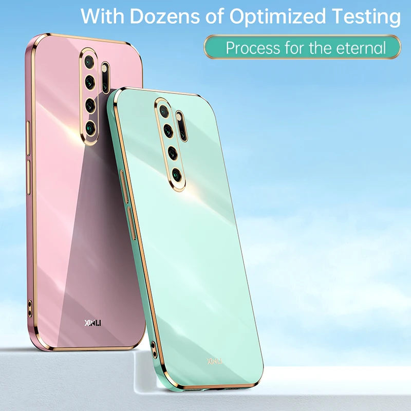 High Quality Plating Silicone Phone Case for Xiaomi Redmi Note 8 Pro Coque Straight edge Soft Back Cover - 2
