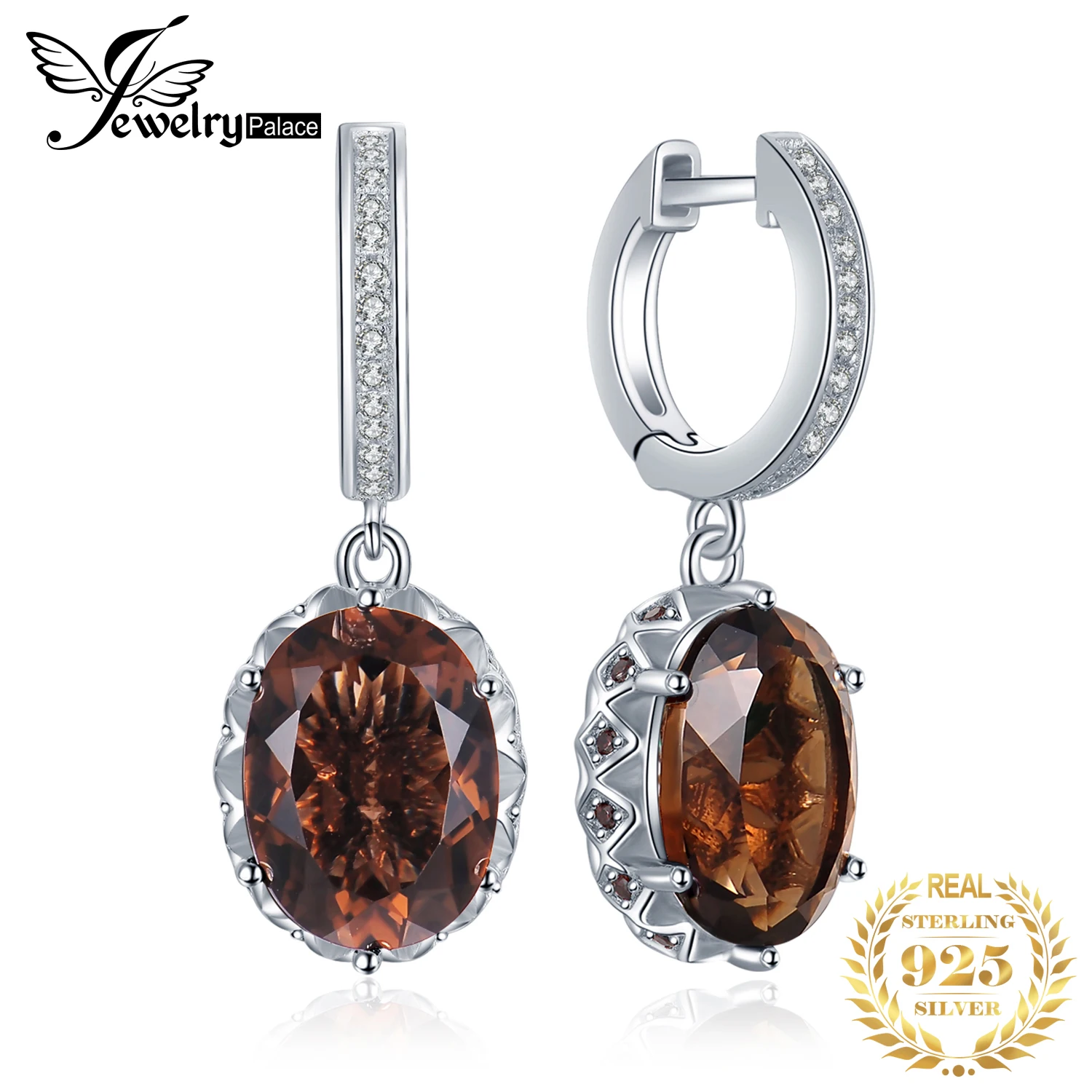 JewelryPalace 7ct подлинная дымчатый кварц висячие серьги 925 стерлингового серебра для