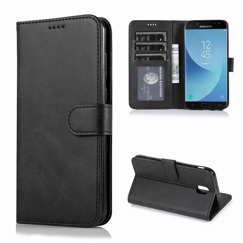 Black Case Кожаный чехол кошелек для samsung Galaxy J5 j530, высококачественный телефона чехол на самсунг j5 J 5 530 Etui - Цвет: Black Case