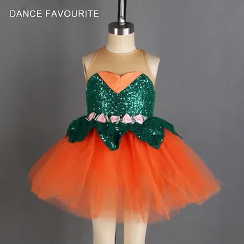 

Green Sequin bodice with ornage tulle Ballet Tutu Girl & Women Stage Performance Ballet Costume Dance Tutu Dancewear Tutu