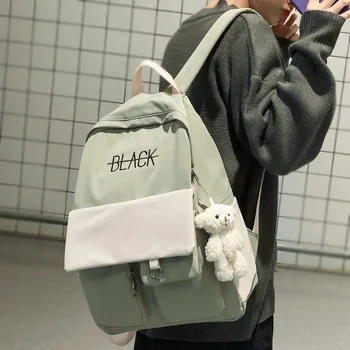 

2020 New Student Women Cute Backpack Harajuku Cotton Fabric Female Fashion Girl Luxury Book Kawaii Backpack Lady Bag Black