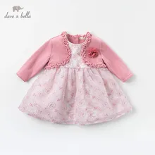 Dave bella/DBM13679; милое весеннее платье принцессы с цветочным рисунком и рюшами для маленьких девочек; детское модное праздничное платье; одежда в стиле Лолиты для маленьких детей