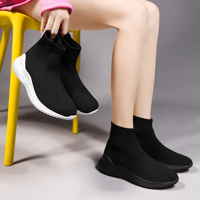 

Elasticity wa zi xie Women's 2019 Autumn New Style INS Versatile Korean-style Ulzzang Casual Sports Shoes Fly Socks Boots
