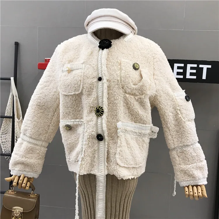 Куртка осень и зима мех один зерна мех ягненка имитация короткая меховая накидка