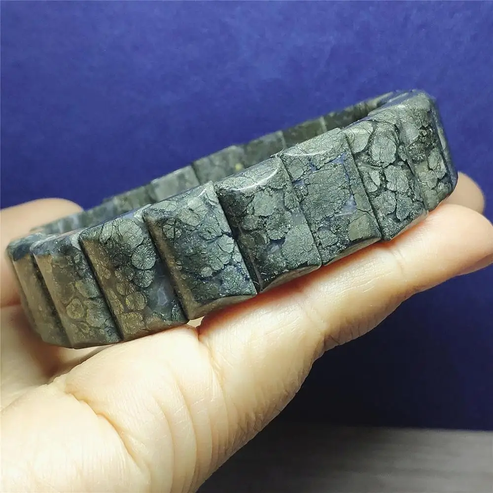 

Natural Black Rare Healers Pyrite Magnetite Gemstone Bracelet 16x8mm For Woman Man Stretch Rectangle Beads Bangle Crystal AAAAA