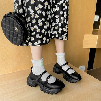 

Spring and autumn 2020 new style buckle belt platform platform shoes small leather shoes retro leather women's shoes X318
