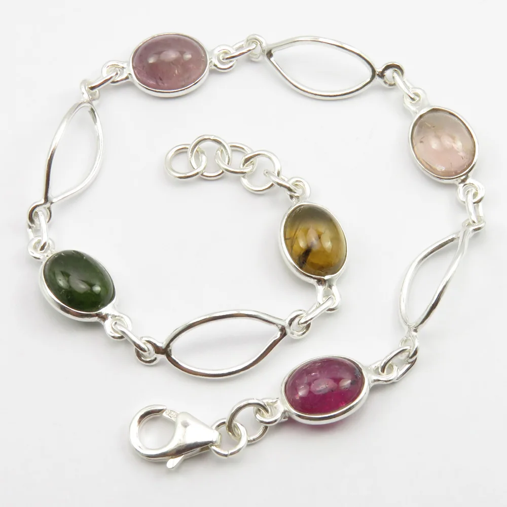 Турмалинового браслета 8," чистого серебра модные драгоценного камня Ювелирные изделия