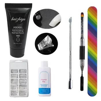 

7Pcs Poly Nail Extensions Gel Kits Nail Molds Pusher Clip Light Therapy Palette Pen Set Polygel Manicure Tools