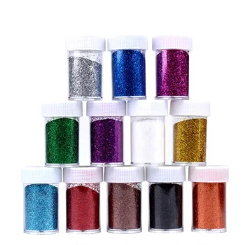 

12pcs/Set Environmental Protection Golden Powder Extra Ultra Fine Glitter Powder, Rainbow Color For Crafts / Nails / Floristry
