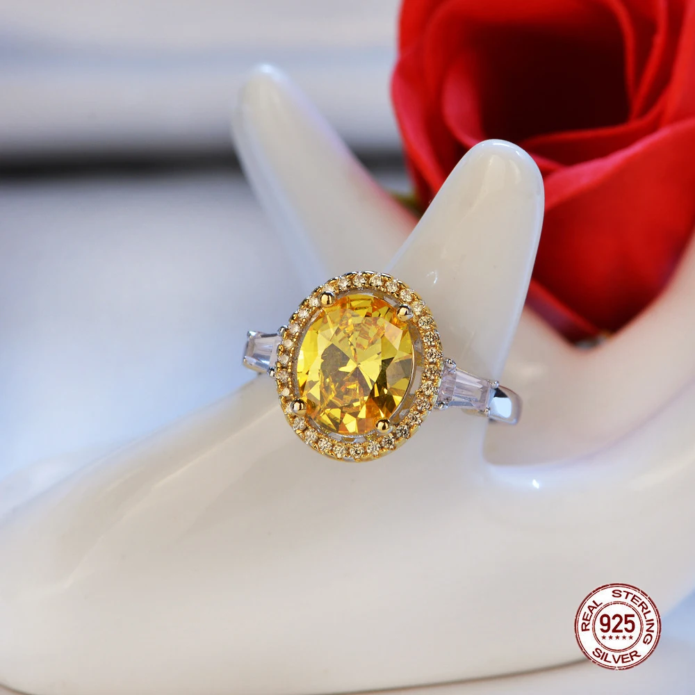 Цитриновый гранатовый кольцо кольца из стерлингового серебра 925 для женщин драгоценные камни натуральный для драгоценное серебряное кольцо Moissanite кольцо с голубым топазом