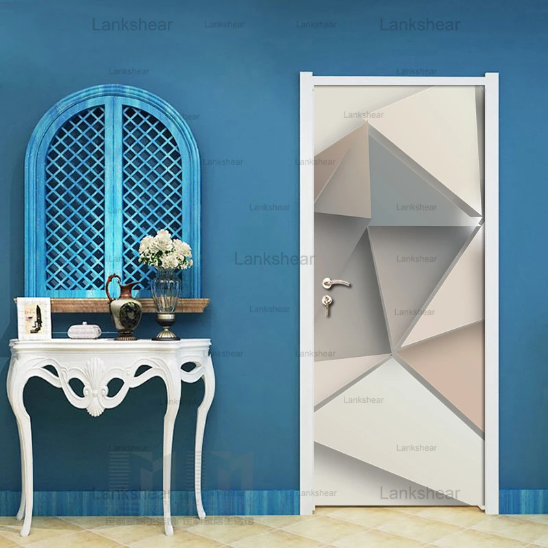 

Abstract Geometric Door Sticker Mural Diy Pvc Wallpaper Wall Art Self Adhesive Modular Print Stickers Poster Home Decoration