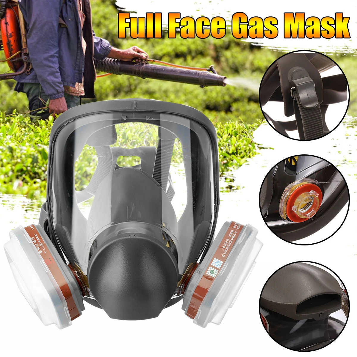 

7 IN 1 Large View For 6800 Gas Mask Full Face Facepiece Painting Spraying Respirator For Gas Mask Respirator Filterg Spraying