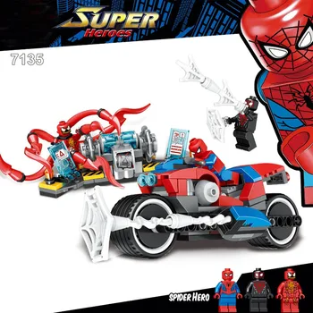 

235pcs Super Heroes Spiderman Spider Man Bike Rescue 3 Figures Building Blocks Compatible With Lepining 76113 Bricks Toy