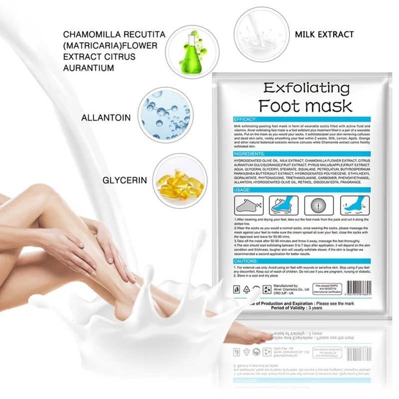 ALIVER Milk Exfoliating Foot Mask Moisturizing Remove Calluses Soften Skin Nourishing Feet Mask