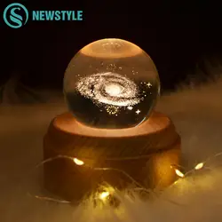 Хрустальный шар Вселенная музыкальная шкатулка светящаяся вращающаяся зарядка через usb Ночник детский Рождественский подарок на день